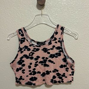 Missguided Pink Leopard Crop Top